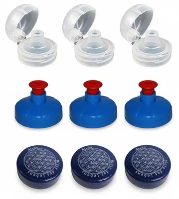 Produktbild von 9er Set Trinkdeckel, Flip Top, Push-Pull, Lebensblume Verschluss für Kavodrink Tritan Flaschen