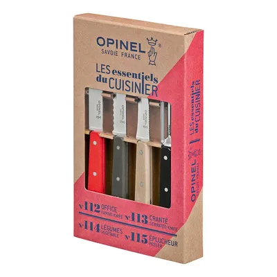 Immagine prodotto di Set di coltelli da cucina Opinel Essentials 4 pezzi in acciaio inox con manici colorati