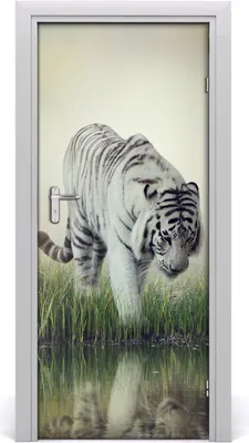 Produktbild von Tulup Türaufkleber 85x205 cm Dekorative Aufkleber Selbstklebend Wasserdichte Tapete Abnehmbar Schlafzimmer Wohnzimmer Wohnkultur - weißer Tiger