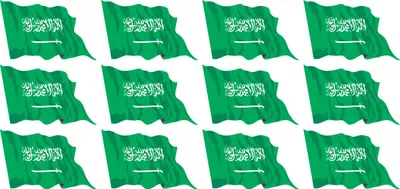 Produktbild von Mini Aufkleber Set - Pack wehend - 50x31mm - selbstklebender Sticker - Saudi Arabien - Flagge / Banner / Standarte fürs Auto, Büro, zu Hause und die Schule - 12 Stück