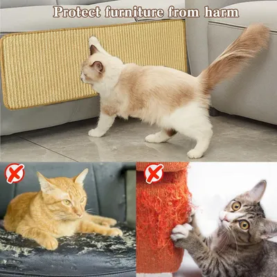 Produktbild von Krabmat - Krabmat für Katzen 2 Stück Katzenwand-Krabmatte-Sisal Kratzschutz-Bank-selbstklebend-Katzenboden-Kratzpad-Eckkrabmatte schützt Teppiche-Bänke 20 x 60 cm