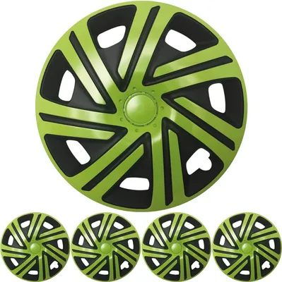 Produktbild von 4x PREMIUM DESIGN Radkappen Radzierblenden Set "Cyrkon" 16 ZOLL in Grün Schwarz