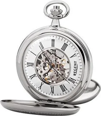 Produktbild von Regent Taschenuhr verchromt analog Mechanik silberfarben P-704