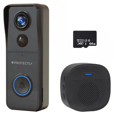 Produktbild von Protectly® Video-Türklingel mit Kamera 4K – WLAN, Gong, 64GB SD, ohne Abo