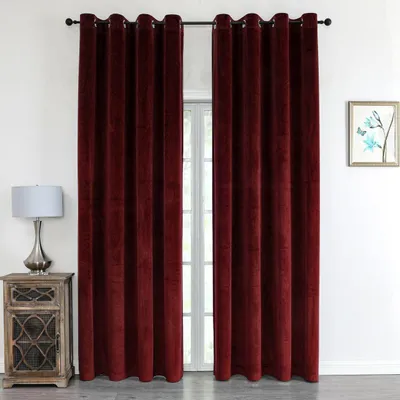 Produktbild von Samtvorhang mit Öse 140 x 245 cm wasserabweisend Bordeaux - 140 x 245 cm