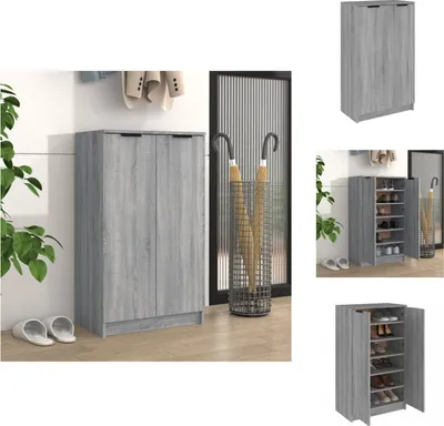 Zdjęcie produktu dla vidaXL Szafka na buty Szara Sonoma 59x35x100 cm Materiał drewnopochodny - Półki i szafki na buty