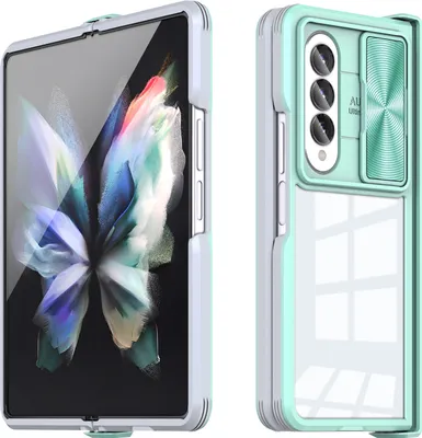 Image de Étui pour Samsung Galaxy Z Fold 4 Étui hybride TPU transparent avec caméra coulissante Turquoise