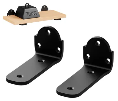 Image de Support mural en L, 10 cm, noir, 2 pièces.