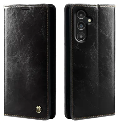 Produktbild von Handyhülle für Samsung Galaxy A16 / A16 5G Kunstleder Klapphülle Vintage Cover Hülle RFID Schutz Case Kartenfach Farbe: Schwarz