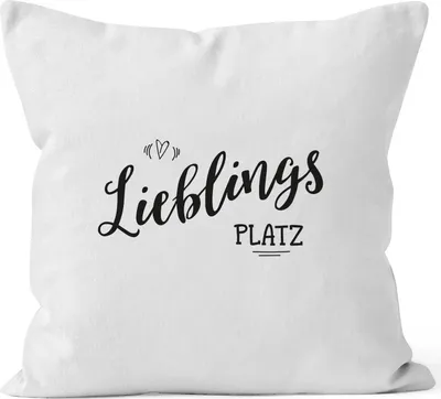 Produktbild von Kissenbezug Lieblingsplatz Geschenk Kissen-Hülle Deko-Kissen 40x40 MoonWorks® weiß unisize