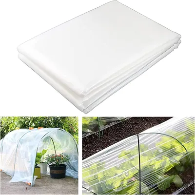 Imagen del producto de Película de polietileno transparente, de 0,3 mm de grosor, de 2 x 10 metros, para invernaderos y túneles de cultivo