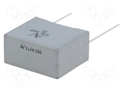 Obrázek produktu pro 5 kondenzátorů: 10 %, rozměry 26,5 x 7 x 16 mm, kapacita 1 μF, rozteč 22,5 mm, 125 V/μs, typ R75IN4100AA40K