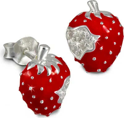 Produktbild von Teenie-Weenie Ohrstecker für Kinder 925 Silber rote Erdbeere Ohrringe SDO8115R