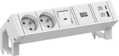 Image de BACHMANN DESK2 blanc 2xUTE 1xSchalter 1xUSB A/C 22W 0.2m GST18