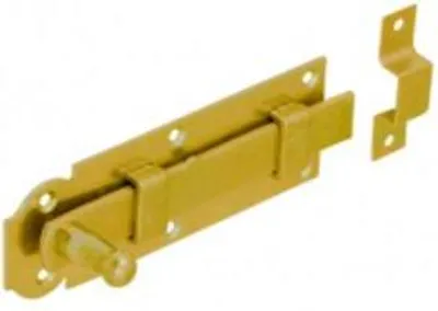 Produktbild von Türriegel mit Schlaufe und Knopfgriff 160x55x2,0mm gelb verzinkt