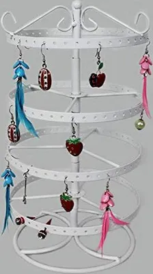 Produktbild von Verkaufsständer Ohrringsständer Ohrstecker - Ständer mit 4 Kränzen Metall weiss