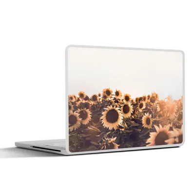 Produktbild von MuchoWow® Laptop Aufkleber Sticker Cover Sonnenblumen - Feld - Sonnenuntergang - Blumen - Gelb 36.5x27.5 cm - Laptop-Sticker