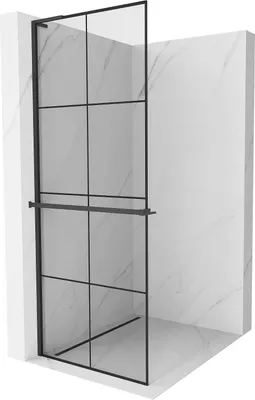 Image de Mexen Kioto+ L paroi de douche avec tablette de plain-pied 80 x 200 cm, motif noir, noir - 800-080-123-70-77