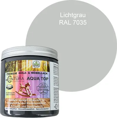 Produktbild von Contura 250ml. Möbellack Lack für Kinderspielzeug Buntlack DIN EN71/3 Buntlack Holzlack - RAL 7035 Lichtgrau