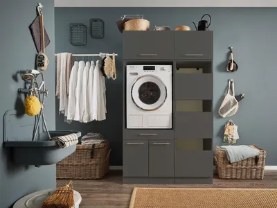 Immagine prodotto di Mobile lavatrice da incasso >LAUNDREEZY< in antracite - 117,5x200x67,5 (LxAxP)