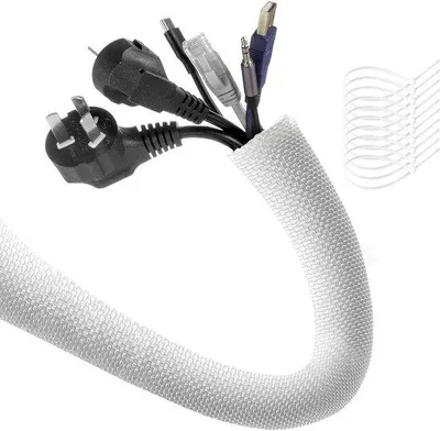 Produktbild von Elektrik-Kabelschutzschlauch - Selbstschließender Kabelkanal - 3 m - Weiß - Nylon