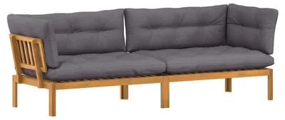 Image de vidaXL Canapés de jardin en palettes, lot de 2, couleur naturelle et gris foncé