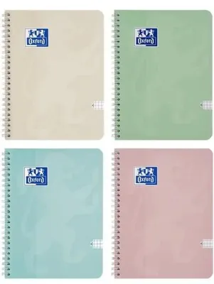 Image de Cahier à spirales A5/80K, quadrillé Touch Pastel (5 pièces) - Oxford