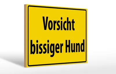 Produktbild von Holzschild Warnschild 30x20cm Vorsicht bissiger Hund