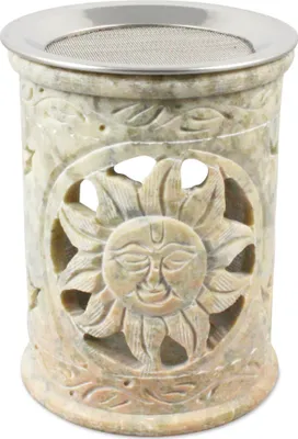Produktbild von Rauchgefäß mit Sieb aus Speckstein 10 x 7,5 cm Teelicht Stövchen für Weihrauch