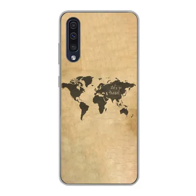Produktbild von MuchoWow® Handyhülle Schutzhülle Hülle für Samsung Galaxy A30s Weltkarte - Schwarz - Sprichwörter Silikon Softcase Handy Hülle - Karteninhaber