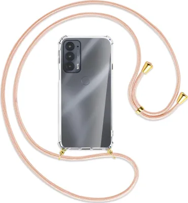 Produktbild von Handykette Backcover-Schutzhülle mit Band (Metall goldfarben) für Motorola Edge 20 - rose peach