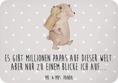 Produktbild von Mr. & Mrs. Panda magnet Papa Bär - Grau Pastell - Geschenk, haftmagnet, Vatertag, Notizhalter, Kühlschrankmagnet, Geburtstag, Papi, Muttertag, whiteboardmagnet