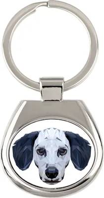 Obrázok produktu pre Dalmatínec, Dalmatinac – geometrický prívesok na kľúče s fotografiou a nápisom Art-Dog