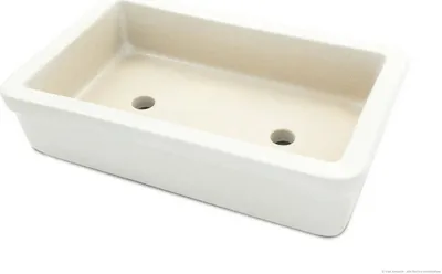 Produktbild von KERAZO Bonsaischale Pflanzschale aus Keramik mit zwei Bodenlöcher 29x18x7 cm frostfest, standfest, Farbe: weiß