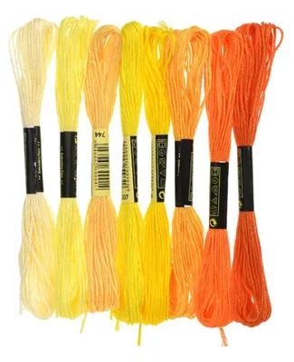 Kreuzstichgarn-Set, 8x 7,5 m, Poly-Baumwolle, gelb, für Stick- und Nähprojekte