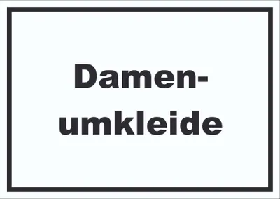 Produktbild von Damenumkleide Schild mit Text waagerecht A4 Rückseite selbstklebend