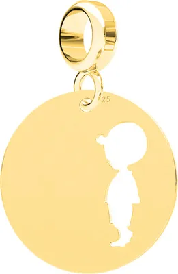 Image de Charms Or Rond Insigne avec garçon Enfant Garçon Argent 925
