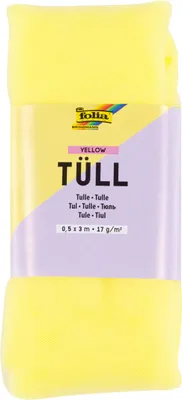 Produktbild von folia Tüll-Stoff Gelb 0,5 x 3 m Stoffzuschnitt 100 % Polyester 17 g/m² für Schultüten