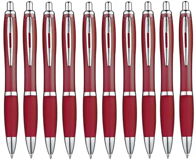 Productafbeelding van Set van 10 donkerrode balpennen met blauwe inkt