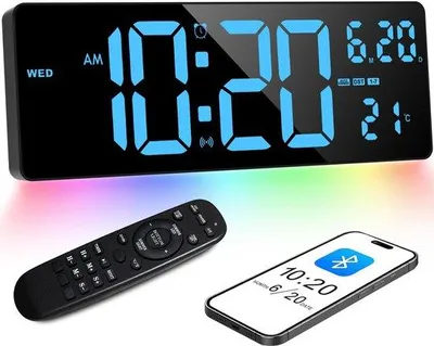 Produktbild von 16,5" digitale Wanduhr Bluetooth blauw
