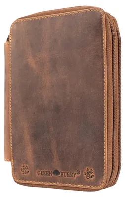 Imagen del producto de Omgoods - Estuche para bolígrafos de cuero hecho a mano - Estilo vintage con 33 ranuras