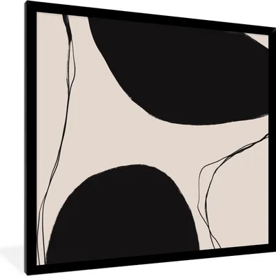 Produktbild von MuchoWow® Gerahmtes Poster Pastell - Schwarz - Minimalismus 40x40 cm - Poster mit Schwarzem Bilderrahmen Wandposter Rahmen Foto Bilder - Mit Rahmen - Wanddekoration Schlafzimmer