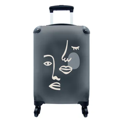 Produktbild von MuchoWow® Koffer Handgepäck Trolley Rollkoffer Kleine Reisekoffer mit 4 Rollen - Pastell - Illustration - Gesicht - Cabin Size < 55x40x23 cm & 55x40x20 cm - Fotokoffer - Kabinenkoffer - Boardgepäck - Reise-Box - Reisekoffer - Reisegepäck - Koffer mit Bild - Trolley für Kinder