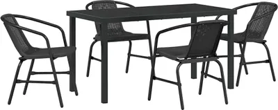 Produktbild von vidaXL Garten Essgruppe 5 pcs Schwarz Pulverbeschichteter Stahl
