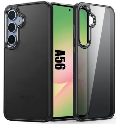 Image de Coque pour Samsung Galaxy A56 5G, Protection Anti-Rayures Silicone Noir + Dos Rigide Translucide