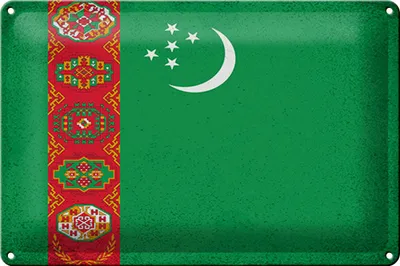 Produktbild von Blechschild Flagge Turkmenistan 30x20cm Flag Vintage