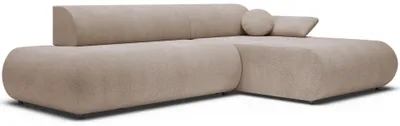 Image de Selsey Armone – Canapé d'angle convertible, chenille, pouf à droite, beige