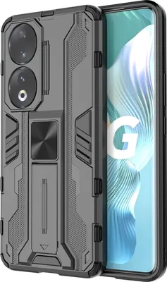 Produktbild von Honor 90 Hülle, Dual Layer PC TPU Bumper Stoßfest Ständer Schutzhülle für Honor 90 Schwarz