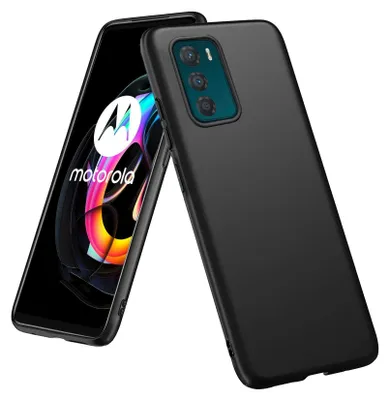 A black Motorola smartphone with a case is shown leaning against the phone's screen.