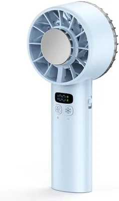 Image de Ventilateur de voyage et de camping, mini-ventilateur turbo bleu avec batterie de 5200 mAh, rafraîchissant, réglage continu de la vitesse de 1 à 100, idéal pour les voyages et les activités de plein air